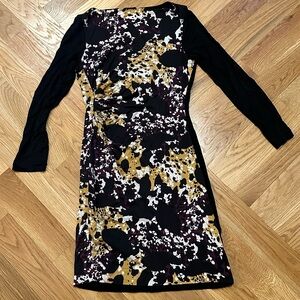 Diane Von Furstenberg Black and Gold Long Sleeve Dress